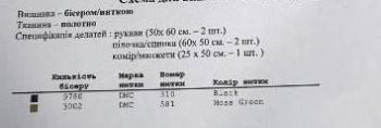 Заготовка сорочки