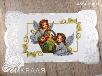 Спасівський рушник з перфорованим мереживом та атласною підкладкою