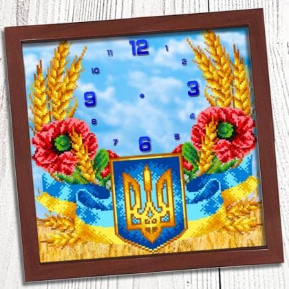 Годинник Тризуб з маками 3030040 Biser-Art