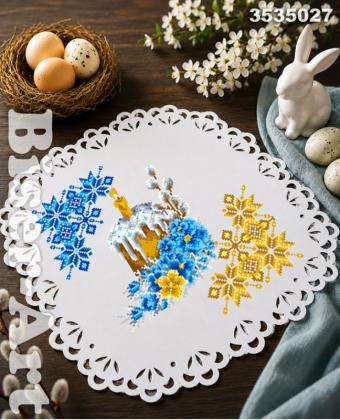 Пасхальна серветка з перфорованим мереживом 3535027 Biser-Art