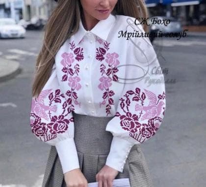 Заготовка для блузки СЖ Бохо Мрійливий голуб Стібок