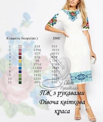 Заготовка плаття ПЖ  Дівоча квіткова краса Стібок