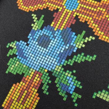 Рушник на ікони під вишивку  Квітковий подих варіант 2  блакитний, з хрестиком чорний