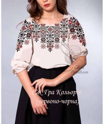 Заготовка для блузки СЖ Гра кольорів червоно-чорна Стібок