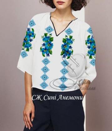 Заготовка для блузки СЖ Сині анемони Стібок